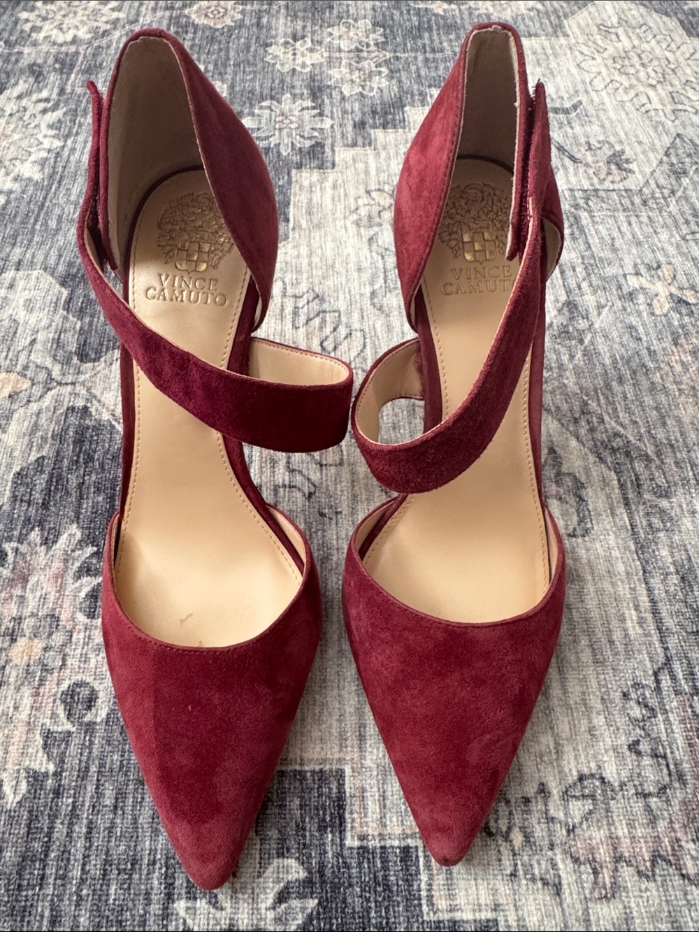 Vince Camuto Wine Red Suede Pointed-Toe Heels